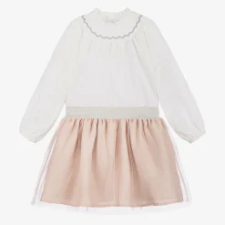 Girls White & Pink Tulle Skirt Set