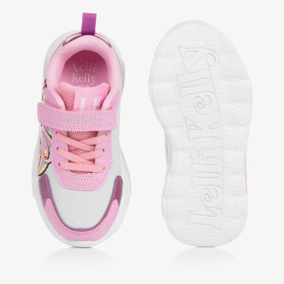 Girls White & Pink Unicorn Light-Up Trainers