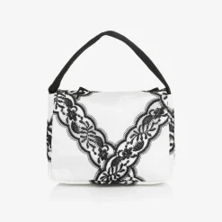 Girls White & Black Lace Handbag (17cm)