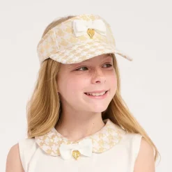 Girls White & Gold Visor