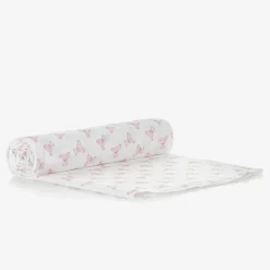 Girls White & Pink Pima Cotton Blanket (100cm)
