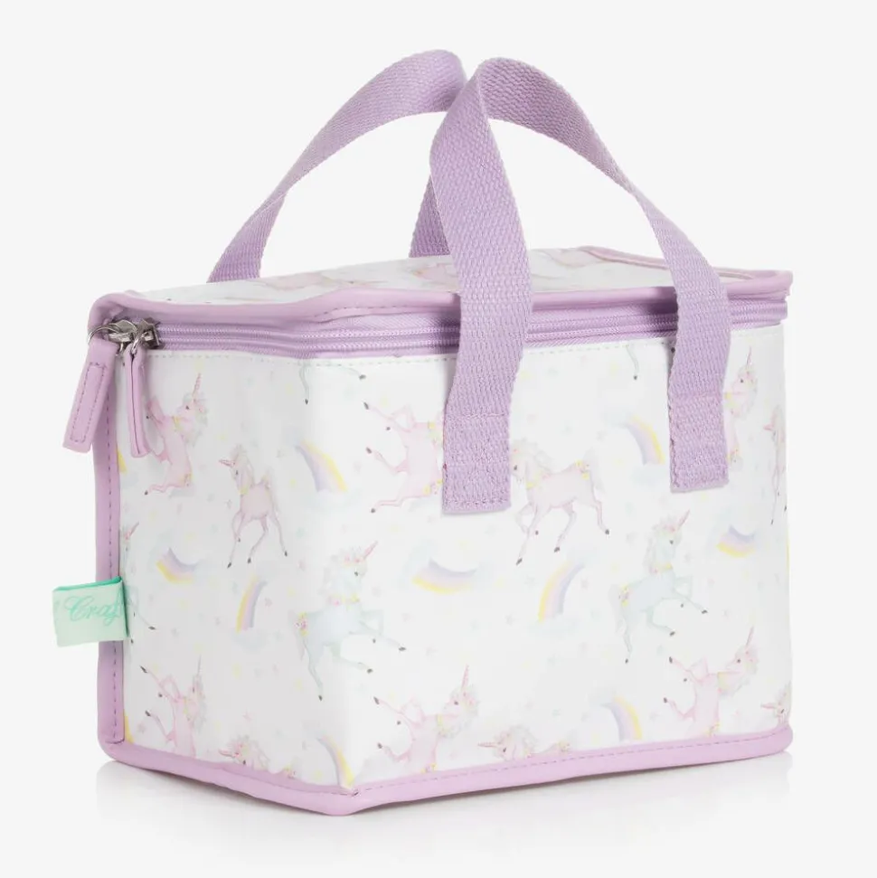 Girls White & Purple Unicorn Lunch Bag (21cm)