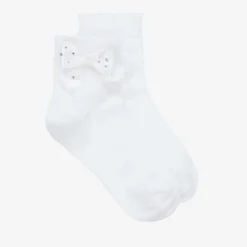 Girls White Bow Cotton Socks