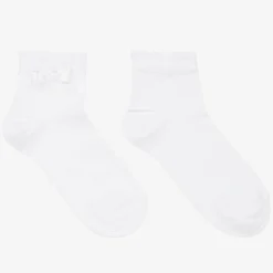 Girls White Bow Cotton Socks