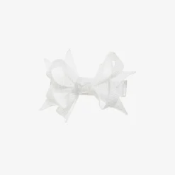 Girls White Bow Hair Clip (4cm)