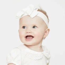 Girls White Bow Headband