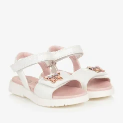 Girls White Butterfly Sandals