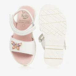 Girls White Butterfly Sandals