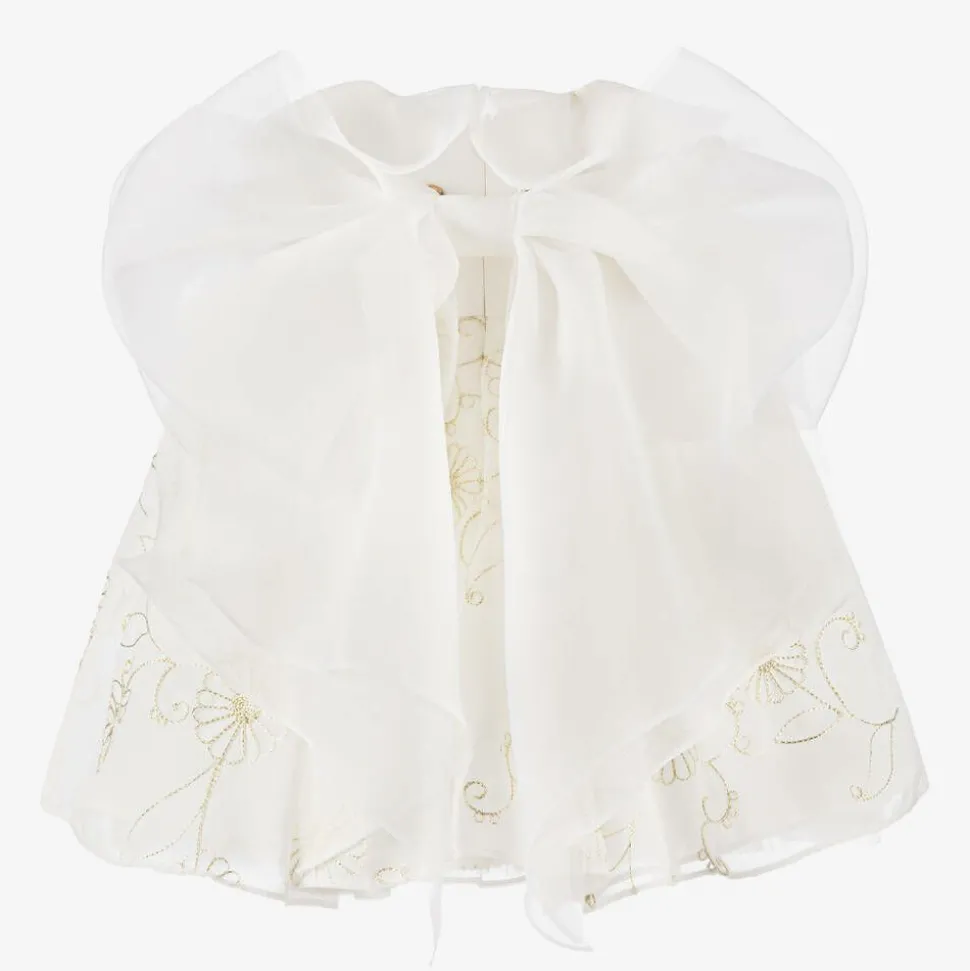 Girls White Chiffon Embroidered Dress