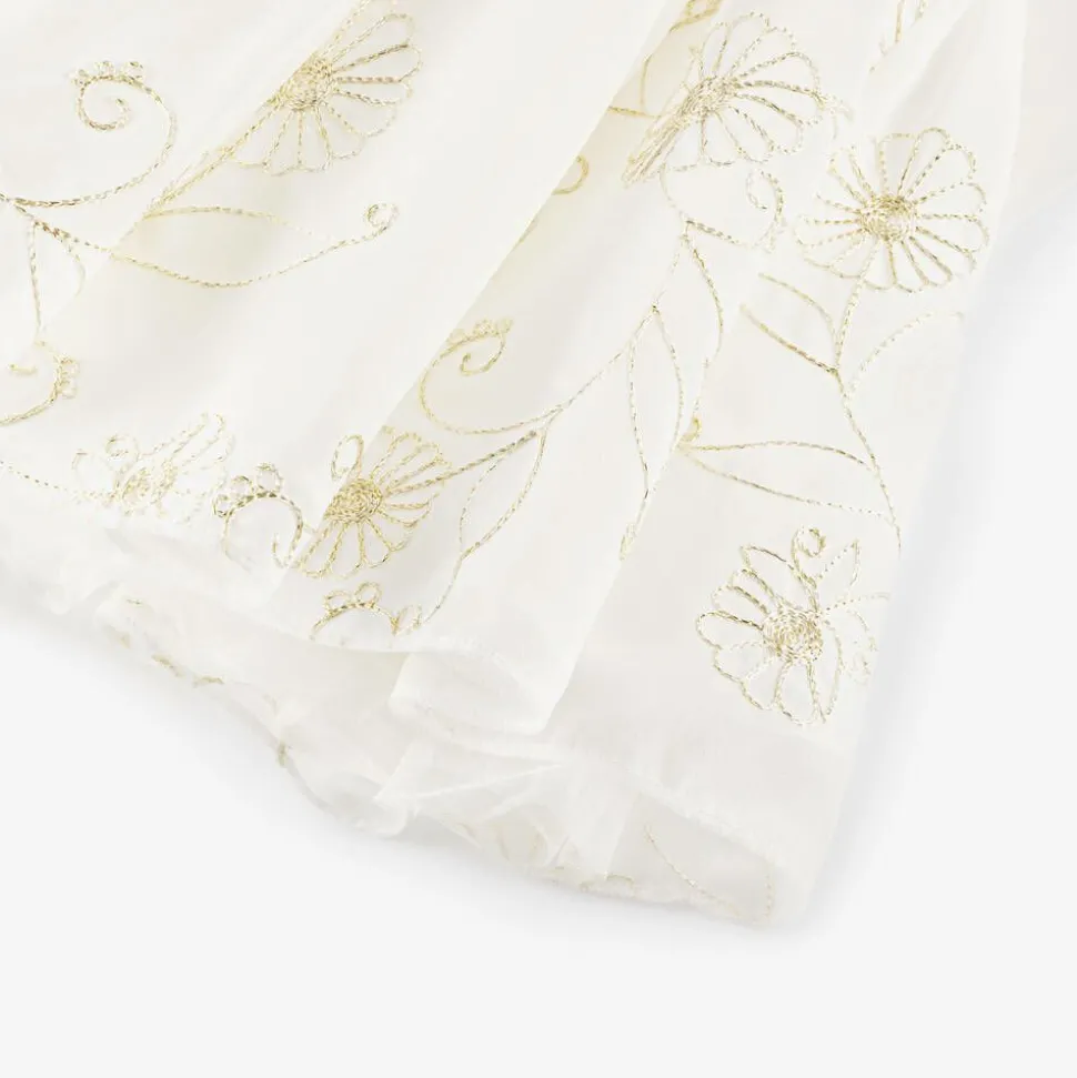 Girls White Chiffon Embroidered Dress