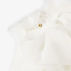 Girls White Chiffon Embroidered Dress