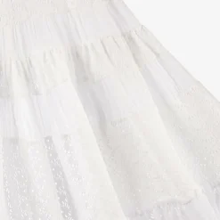 Girls White Cotton & Tulle Beach Skirt