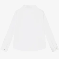 Girls White Cotton Beaded Collar Blouse