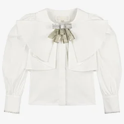 Girls White Cotton Blouse