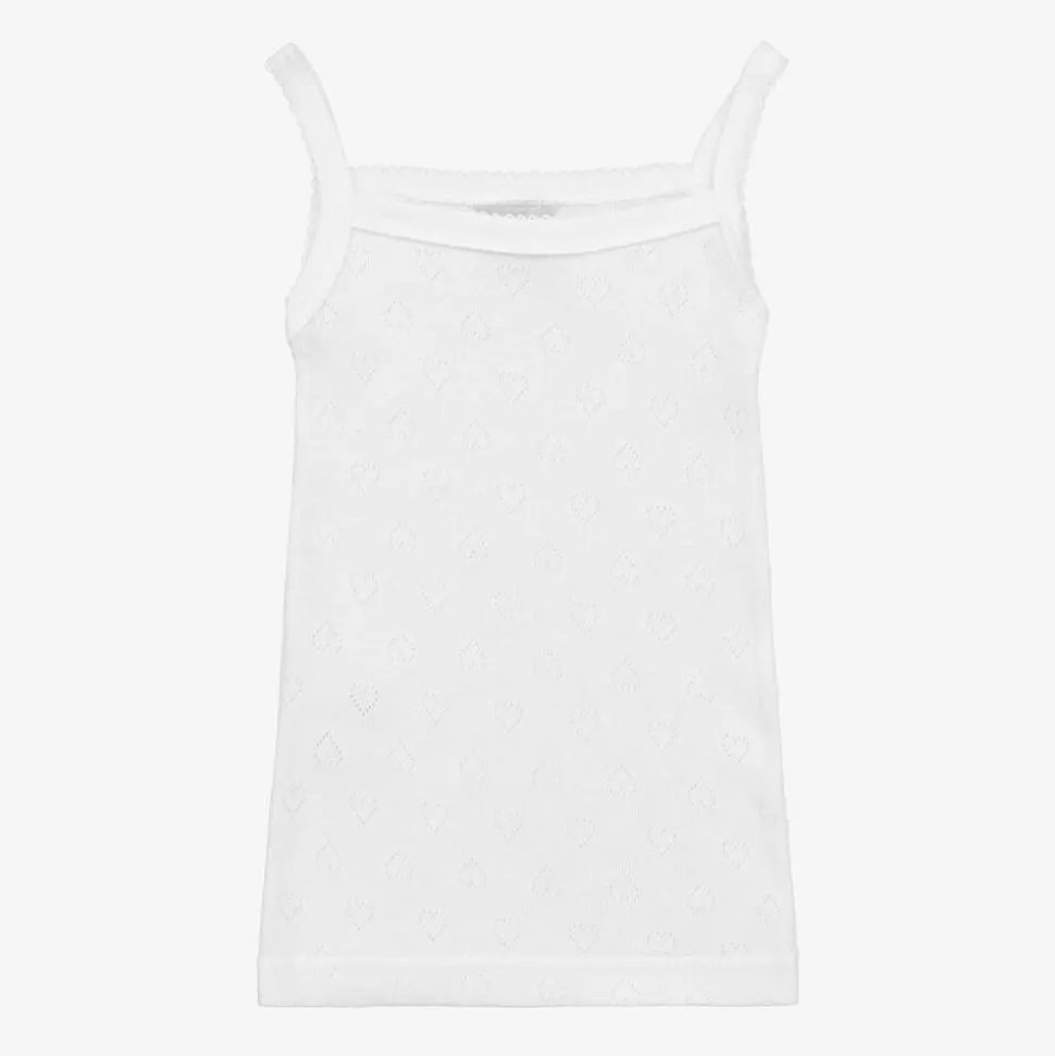 Girls White Cotton Camisole Vest
