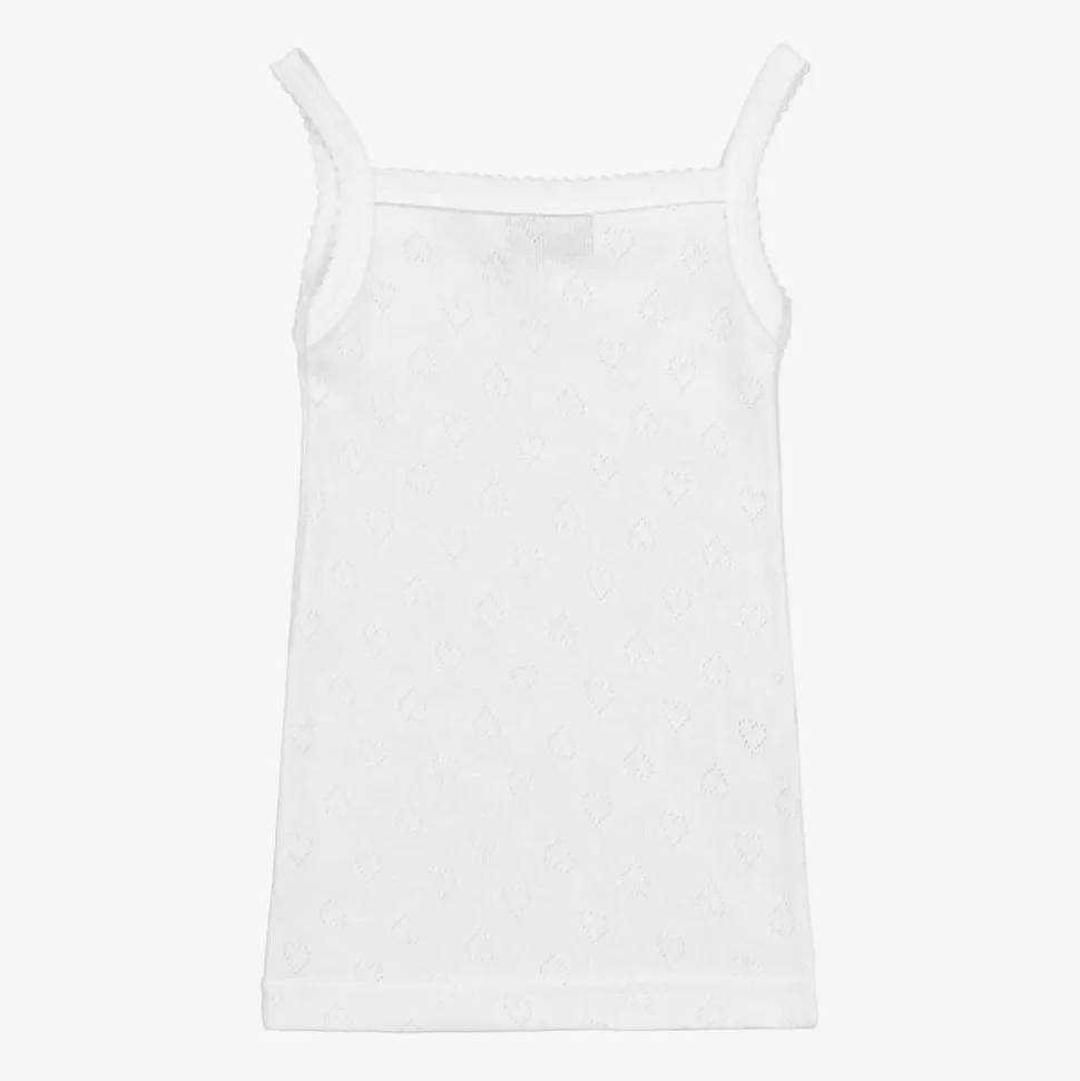 Girls White Cotton Camisole Vest