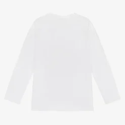 Girls White Cotton Cat Top