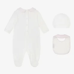 Girls White Cotton Dumbo Babygrow Set