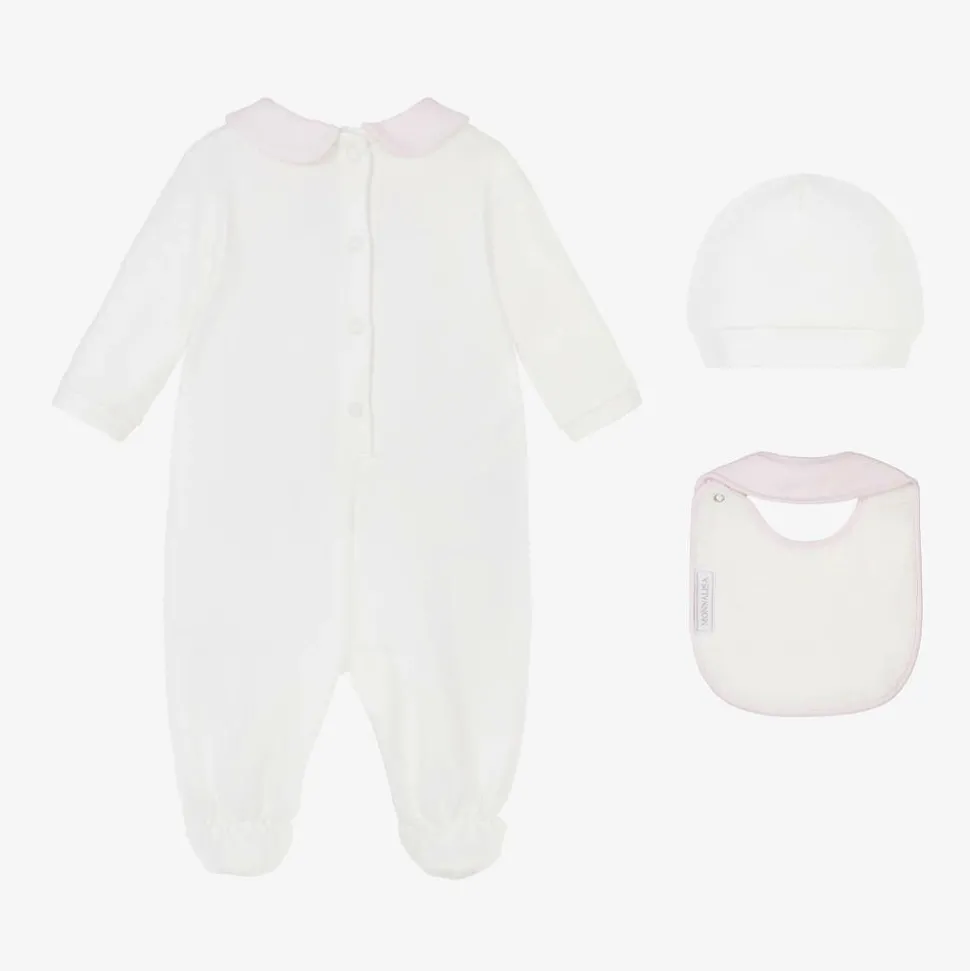 Girls White Cotton Dumbo Babygrow Set