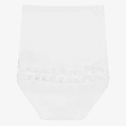 Girls White Cotton Frilly Pants