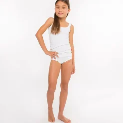 Girls White Cotton Jersey Vest