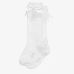 Girls White Cotton Knee Length Socks