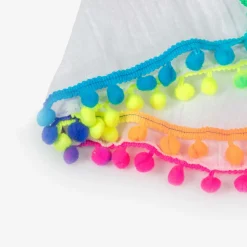 Girls White Cotton Pom-Pom Shorts