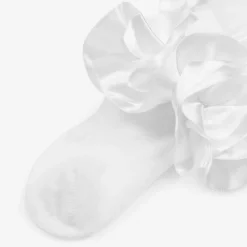 Girls White Cotton Ruffle Tights