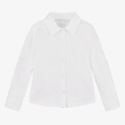 Girls White Cotton Shirt