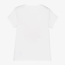 Girls White Cotton Teddy Bear T-Shirt