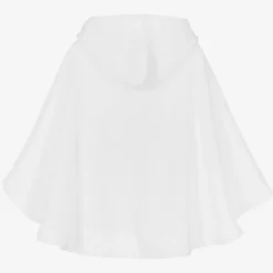 Girls White Cotton Towelling Lemon Poncho