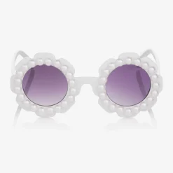 Girls White Floral Pearl Sunglasses