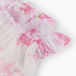 Girls White Floral Tulle Dress