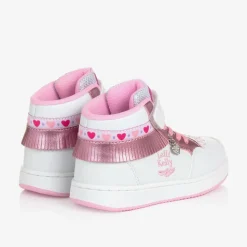 Girls White Fringed High-Top Trainers