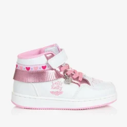 Girls White Fringed High-Top Trainers