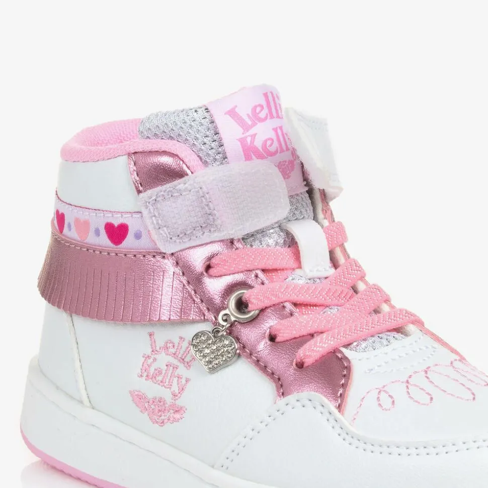 Girls White Fringed High-Top Trainers