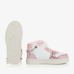 Girls White Glitter Bracelet High-Top Trainers