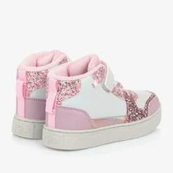 Girls White Glitter Bracelet High-Top Trainers