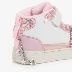 Girls White Glitter Bracelet High-Top Trainers
