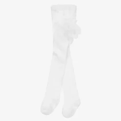 Girls White Lace Frill Tights