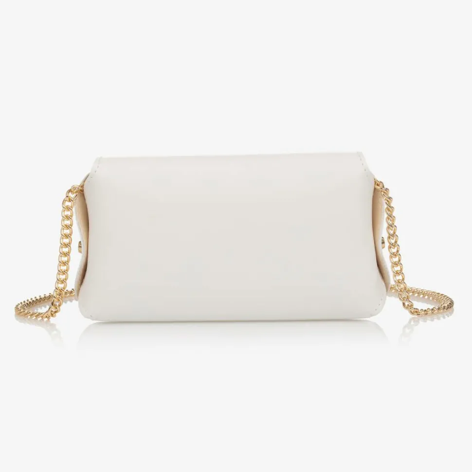 Girls White Leather Bag (18cm)