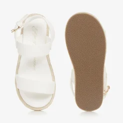 Girls White Leather Sandals