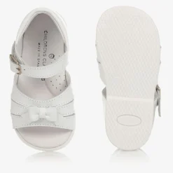 Girls White Leather Sandals
