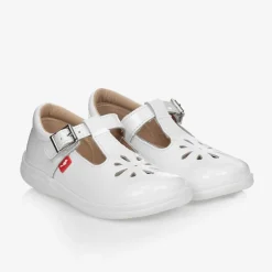 Girls White Leather T-Bar Shoes