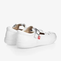 Girls White Leather T-Bar Shoes
