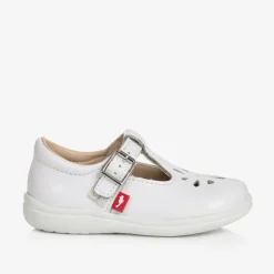 Girls White Leather T-Bar Shoes