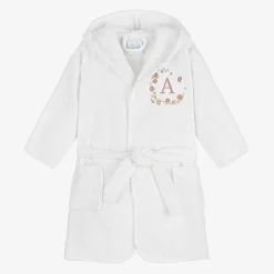Girls White Personalised Blossom Bathrobe