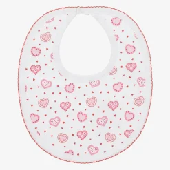 Girls White Pima Cotton Heartfelt Hearts Bib