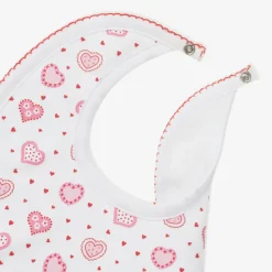 Girls White Pima Cotton Heartfelt Hearts Bib