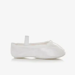 Girls White Satin Ballet Shoes